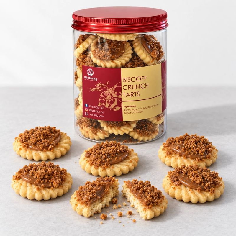 Biscoff Speculoos Crunch tart cookies by PbakesSg – bottle of 36 pieces
