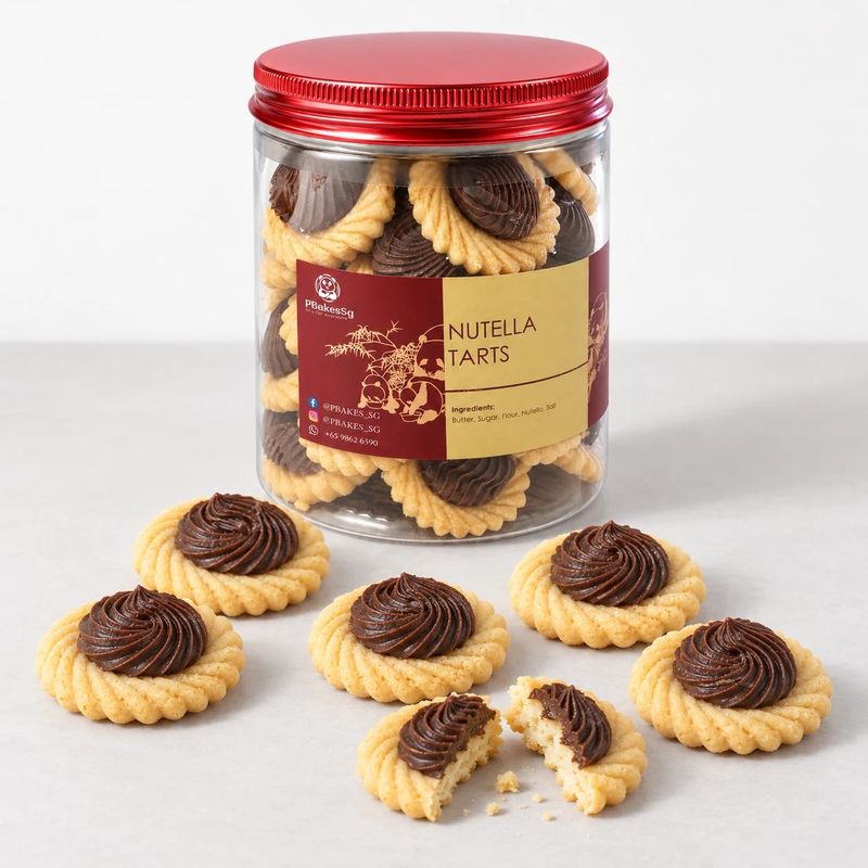 Nutella tart cookies by PbakesSg – bottle of 36 pieces