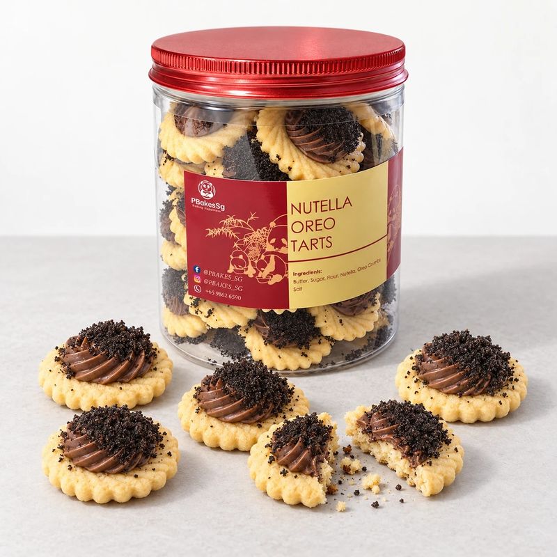 Nutella Oreo tart cookies by PbakesSg – bottle of 36 pieces